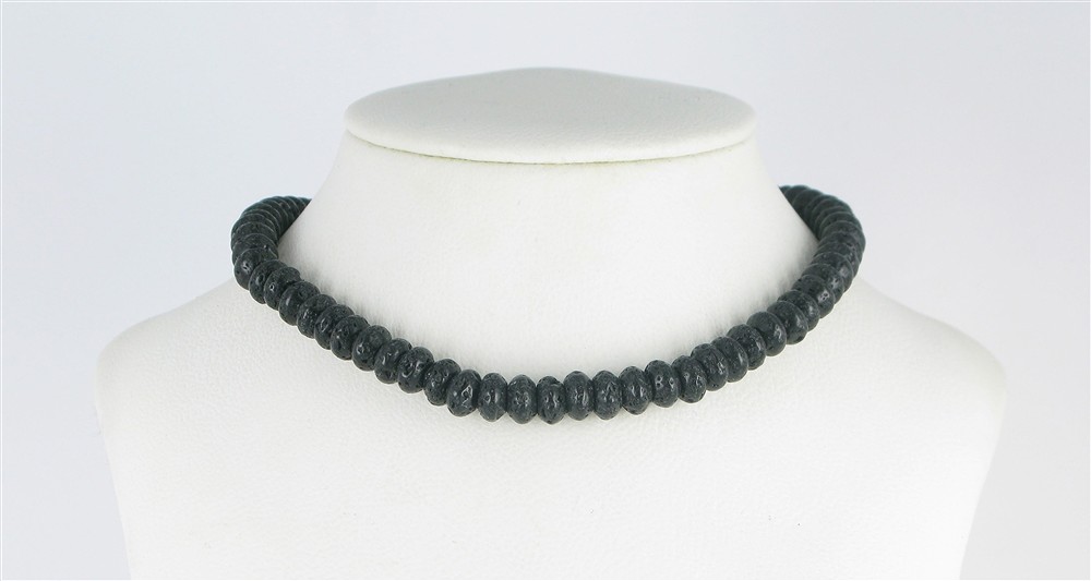 Strang Button, Lava poliert/gewachst, 08mm | GH Edelsteine, Heilsteine & Schmuck