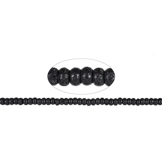 Rang de colliers Boutons, lave polie/cirée, 08mm | Marco Schreier