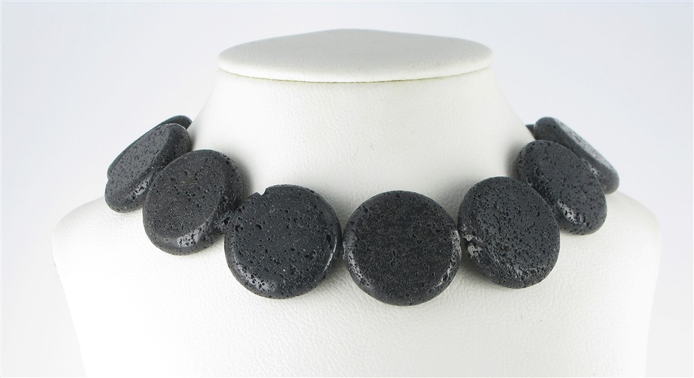 Strang Coin, Lava poliert/gewachst, 30mm | GH Edelsteine, Heilsteine & Schmuck