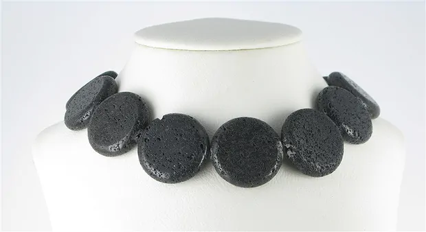 Strang Coin, Lava poliert/gewachst, 30mm | GH Edelsteine, Heilsteine & Schmuck