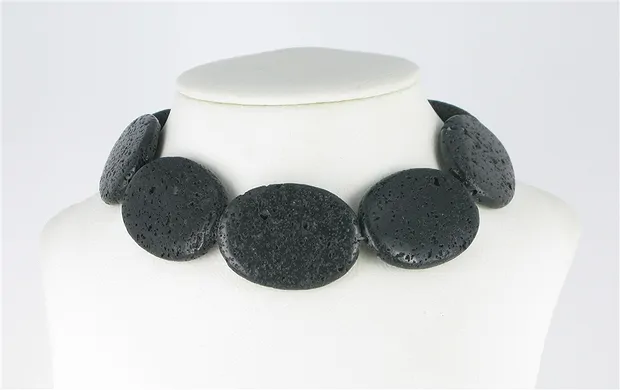 Lense strand, lava polished/waxed, 40 x 30mm | wholesaler gems & healing stones
