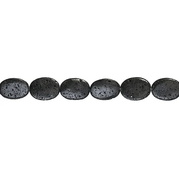 Lense strand, lava polished/waxed, 40 x 30mm | wholesaler gems & healing stones