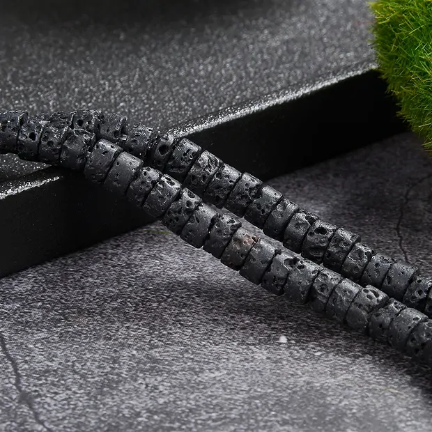 Strand cylinder "Heishi", lava (black), 03 x 06mm (39 cm) | Marco Schreier