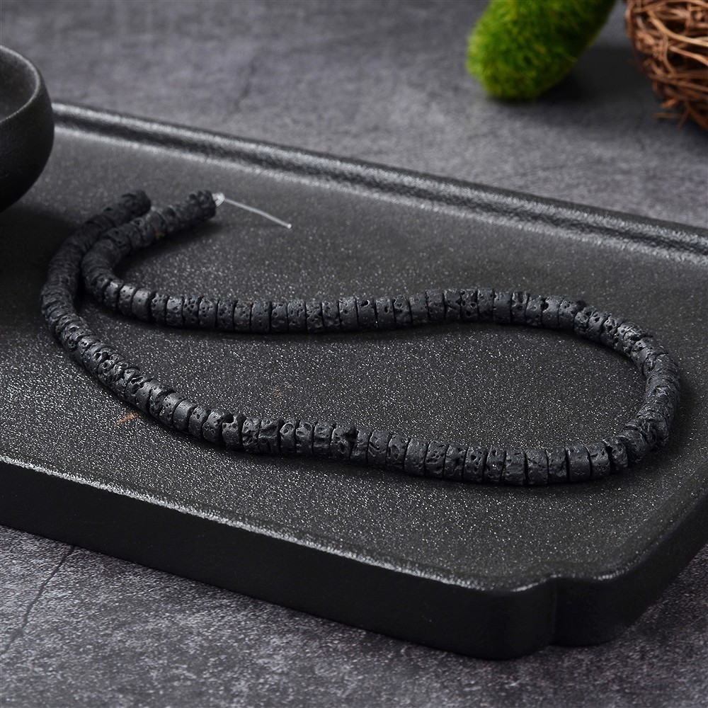Cilindro a filo "Heishi", lava (nero), 03 x 06 mm (39 cm) | Marco Schreier