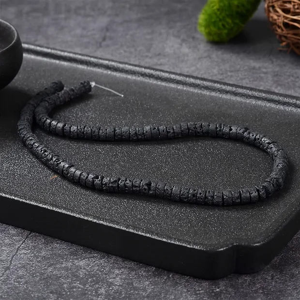 Strang Zylinder "Heishi", Lava (schwarz), 03 x 06mm (39 cm) | Marco Schreier