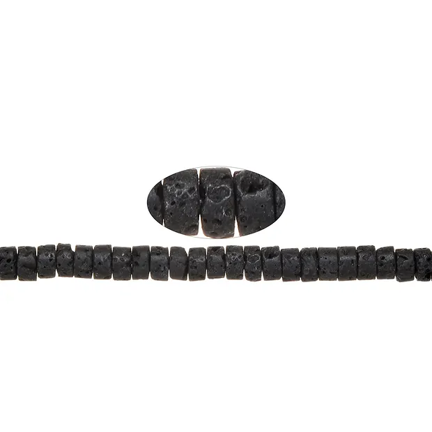 Cilindro de filamento "Heishi", lava (negro), 03 x 06 mm (39 cm) | Marco Schreier