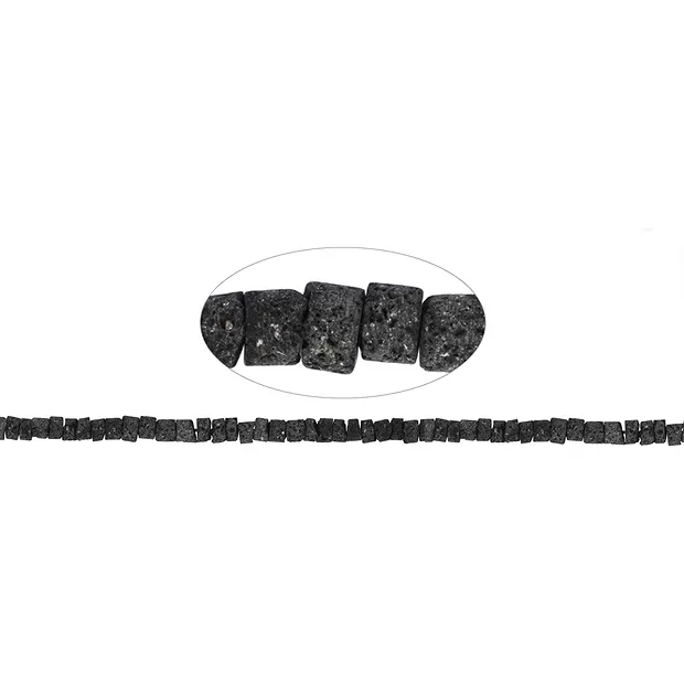 Strand cylinder, lava, 03-04 x 05-06mm (39cm) | wholesaler gems & healing stones