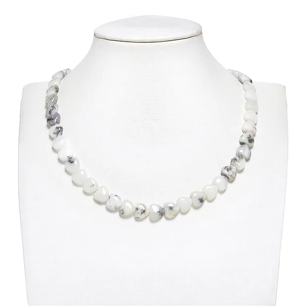 Rang de colliers Coeurs, Opale (blanche), 10mm | Marco Schreier