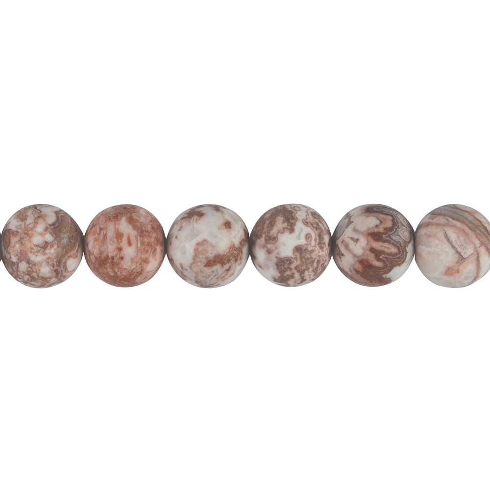 Cuentas de piedras preciosas, Ágata encaje roja, mate, 12mm (38cm) | Marco Schreier