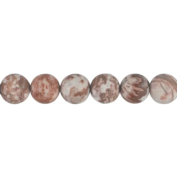 String Beads, Agate (Lace Agate) red, matt, 12mm (38cm) | Marco Schreier