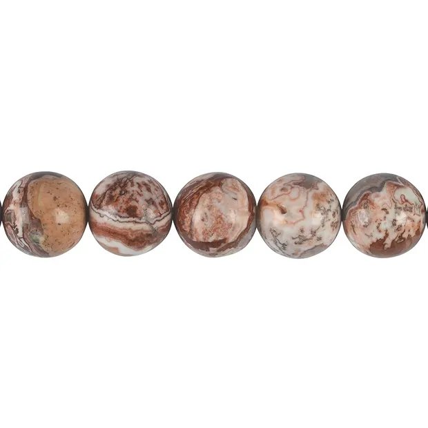 Cuentas de piedras preciosas, Ágata encaje roja, 14mm (38cm) | Marco Schreier