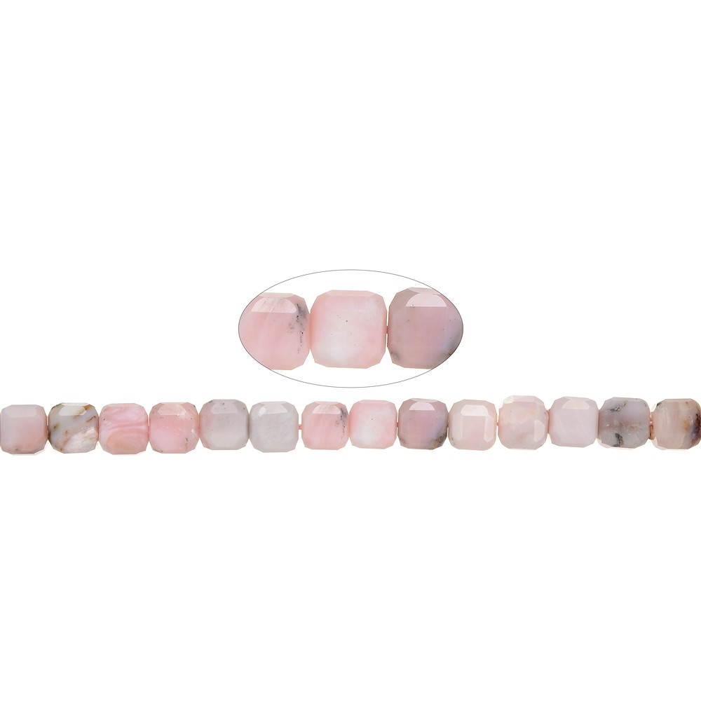 Rang de colliers, opale des Andes (rose), 08 x 08 x 08mm, facetté | Marco Schreier