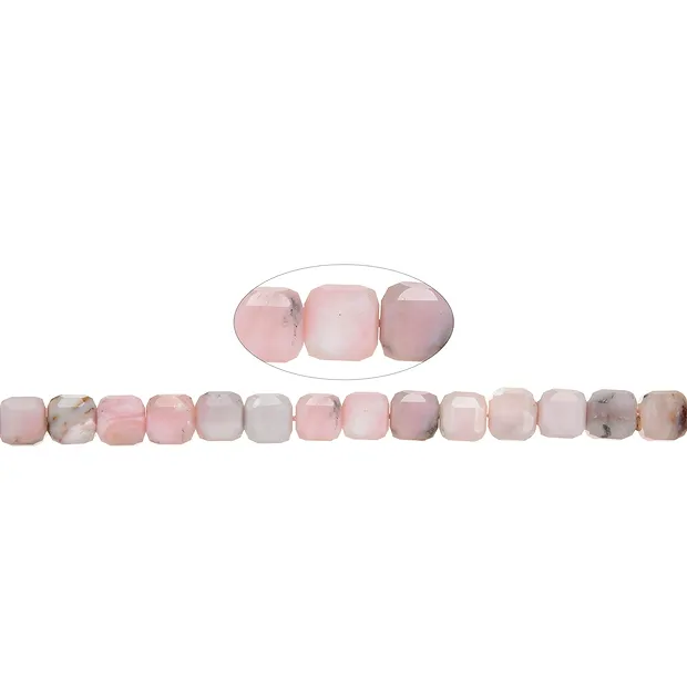 Rang de colliers, opale des Andes (rose), 08 x 08 x 08mm, facetté | Marco Schreier