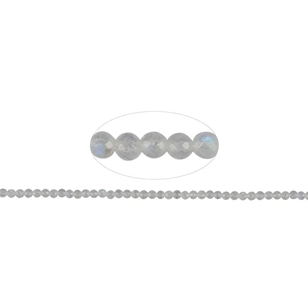 Rang de collier boules, Labradorite (blanche) AA, à facettes, 04mm | Marco Schreier