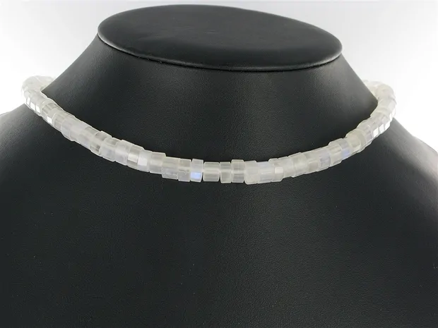 Cylinder strand, Labrodorite (white) AA, faceted, 04 x 07-08mm | Marco Schreier