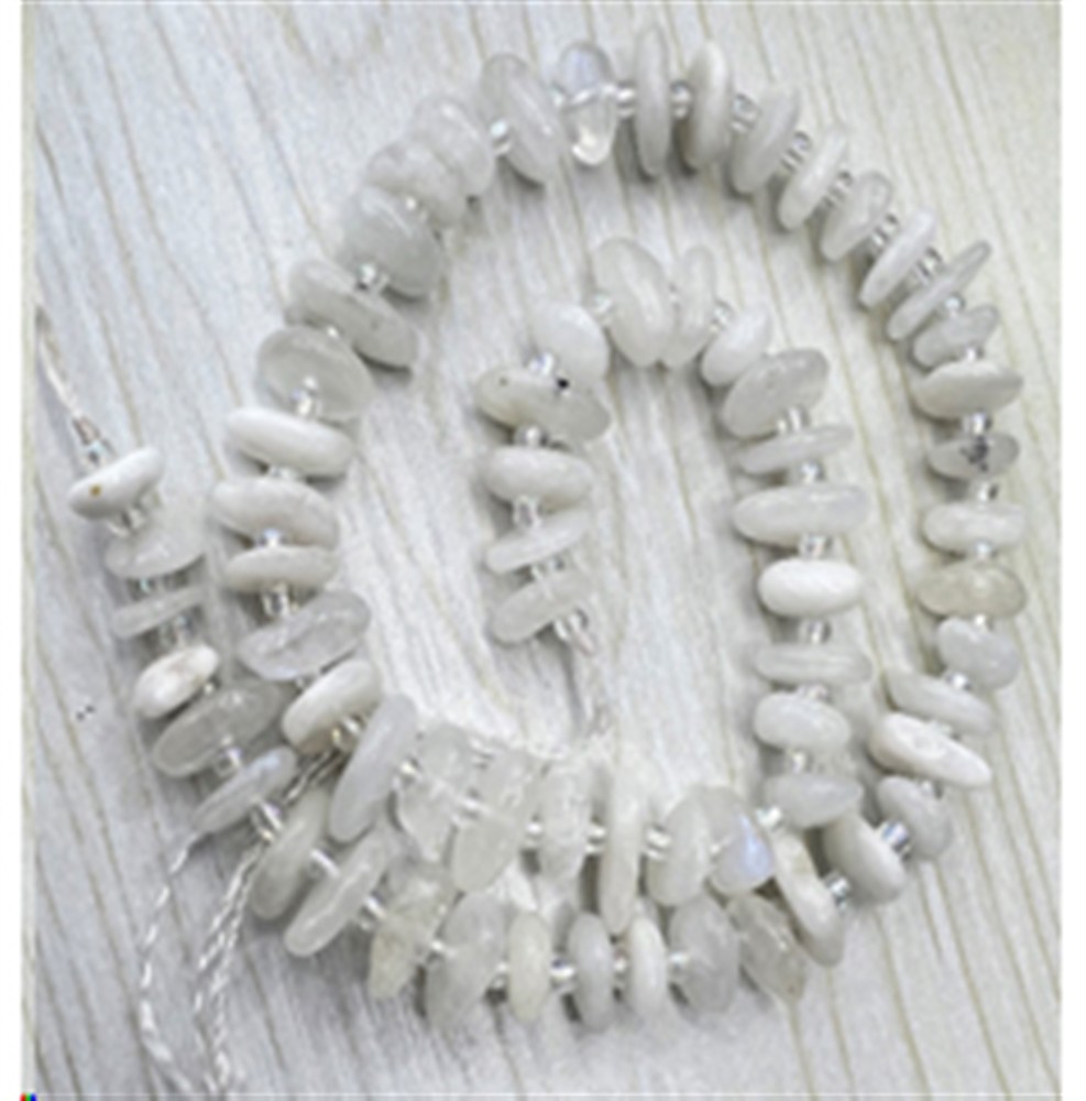 Strand of nuggets flat, Labrodorite (white), 2.5-4.0 x 8 -12mm | Marco Schreier