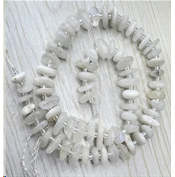 Strand of nuggets flat, Labrodorite (white), 2.5-4.0 x 8 -12mm | Marco Schreier