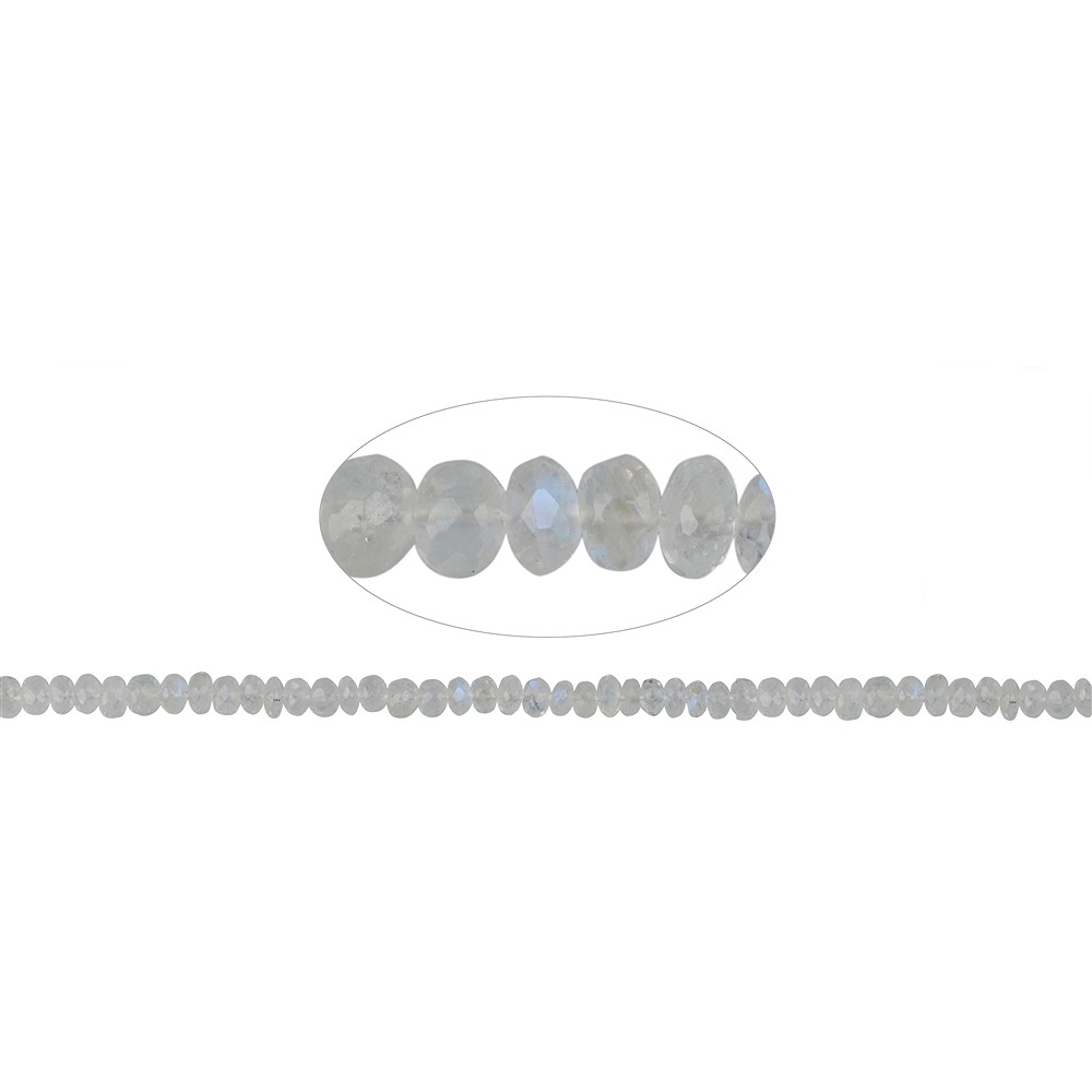 Button strand, Labrodorite (white) faceted, 03 x 05mm (39cm) | Marco Schreier