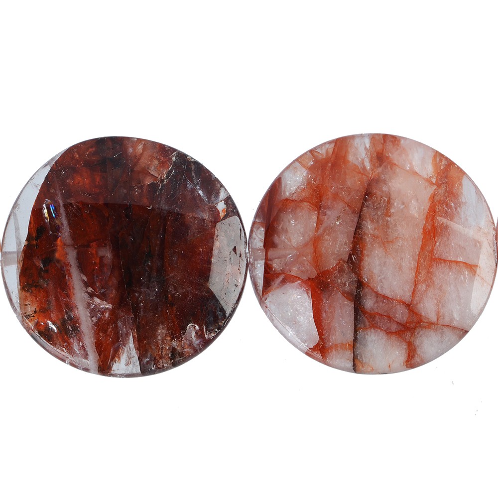 Coin strand, Iron Quartz (red), faceted, 30mm | wholesaler gems & healing stones