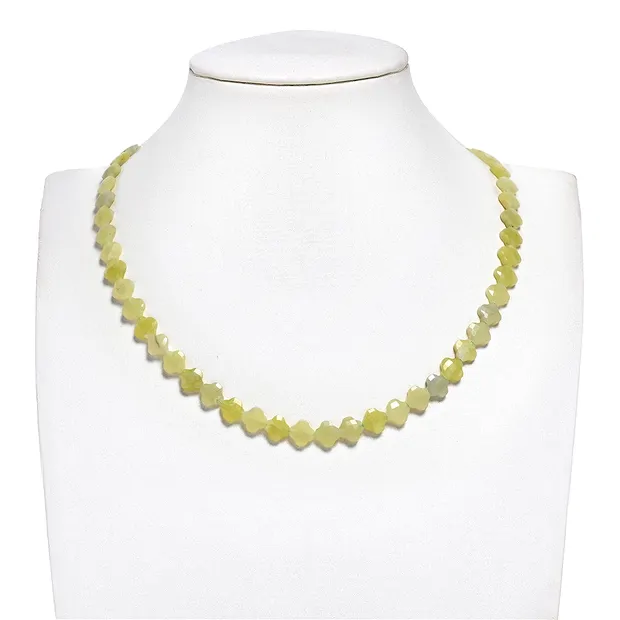 Collana a trifoglio, Serpentino (giallo), 08 mm, sfaccettato (38 cm) | Marco Schreier