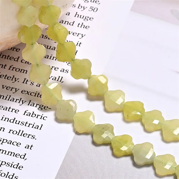Collana a trifoglio, Serpentino (giallo), 08 mm, sfaccettato (38 cm) | Marco Schreier