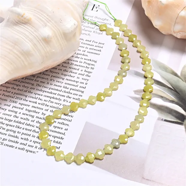 Collana a trifoglio, Serpentino (giallo), 08 mm, sfaccettato (38 cm) | Marco Schreier