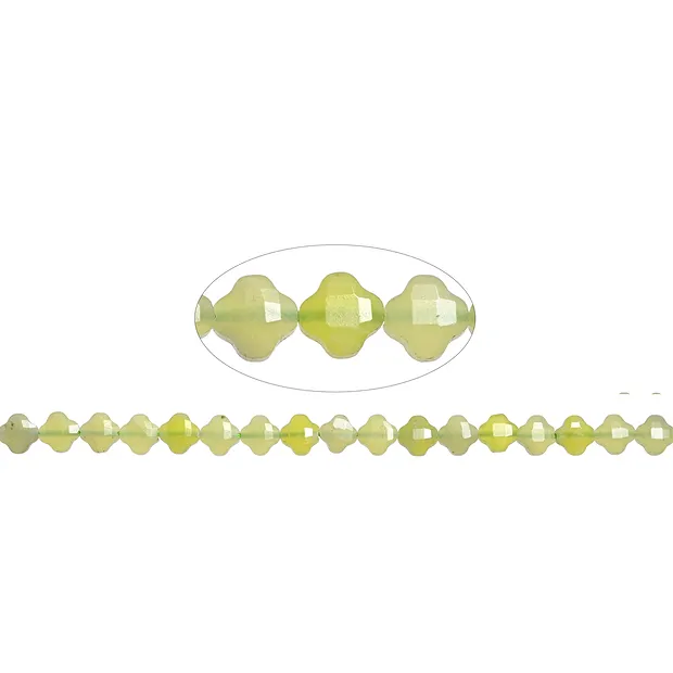 Collana a trifoglio, Serpentino (giallo), 08 mm, sfaccettato (38 cm) | Marco Schreier