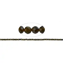 142860100220 String Beads, Obsidian (gold luster obsidian), faceted, 03mm (38cm) | Marco Schreier