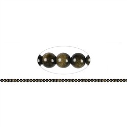 142860100320 Strang Kugeln, Obsidian (Goldglanzobsidian), 04mm (38cm) | Marco Schreier