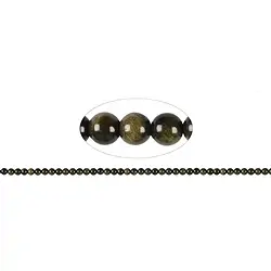 142860100320 Strang Kugeln, Obsidian (Goldglanzobsidian), 04mm (38cm) | Marco Schreier