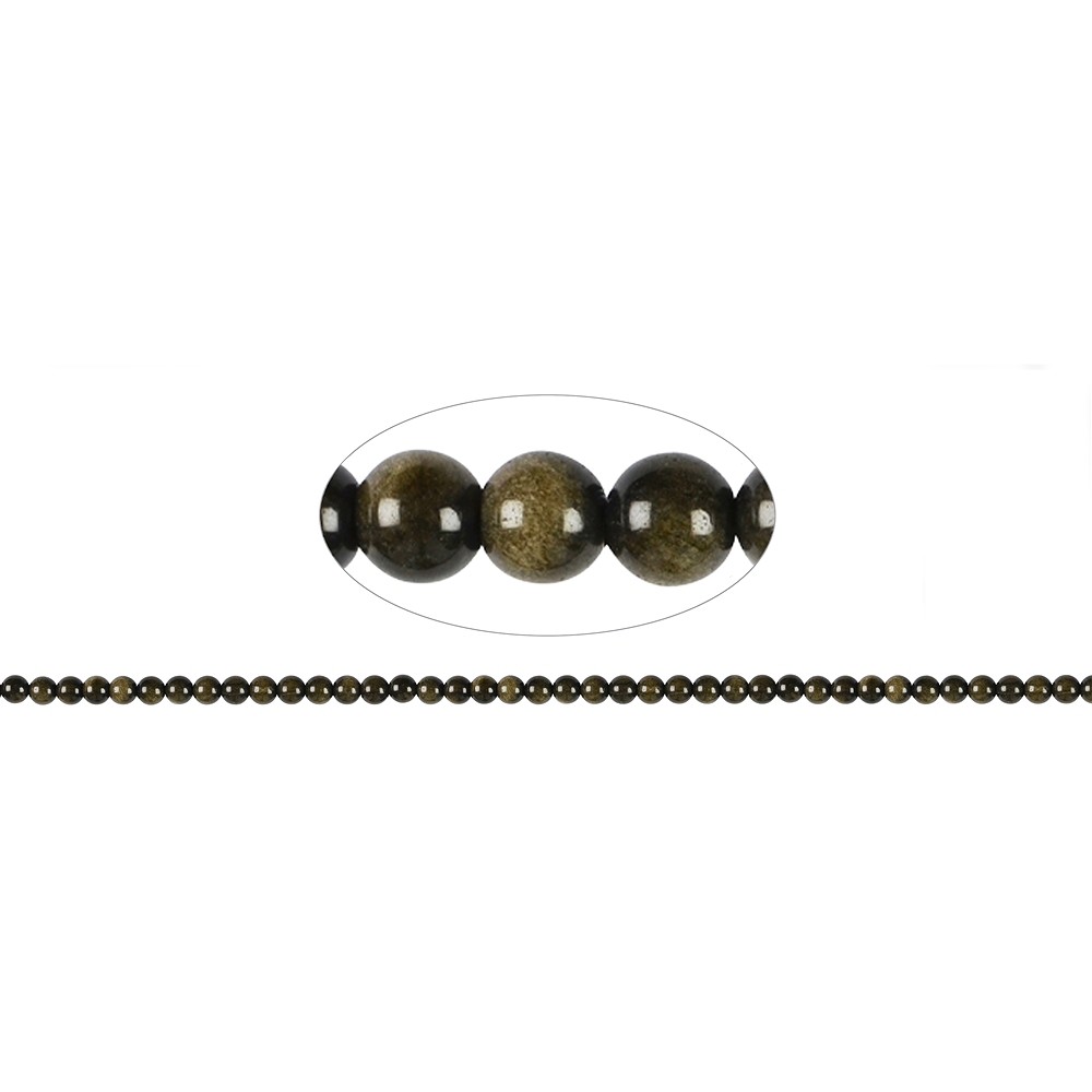 Rang de colliers boules, obsidienne (obsidienne dorée), 04mm (38cm) | Marco Schreier
