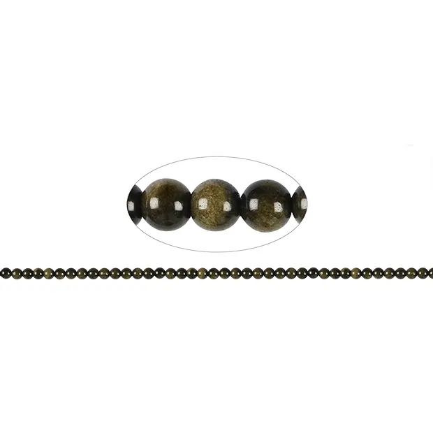Cuentas de piedras preciosas, Obsidiana (brillo dorado), 0,4 mm (38 cm) | Marco Schreier