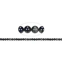 142860100520 String Beads, Obsidian (gold luster obsidian), 06mm (39cm) | Marco Schreier