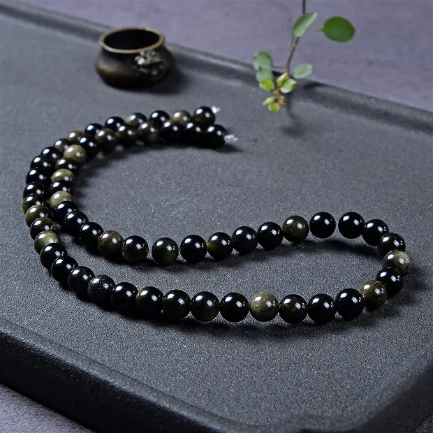Strang Kugeln, Obsidian (Goldglanzobsidian), 08mm (37cm) | Marco Schreier