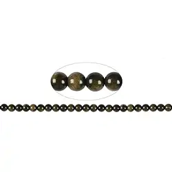 142860100720 Rang de colliers boules, obsidienne (obsidienne dorée), 08mm (37cm) | Marco Schreier