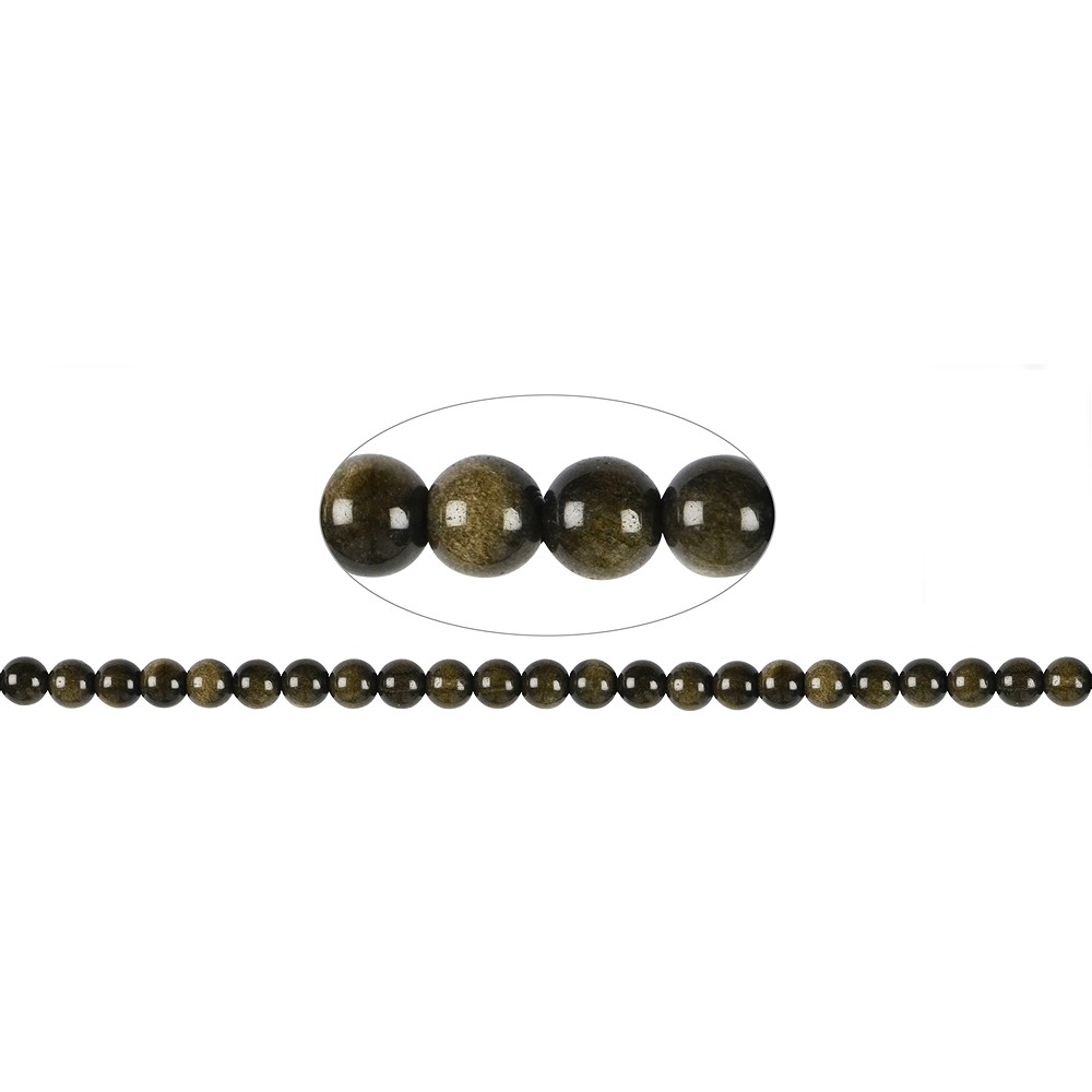 Rang de colliers boules, obsidienne (obsidienne dorée), 08mm (37cm) | Marco Schreier