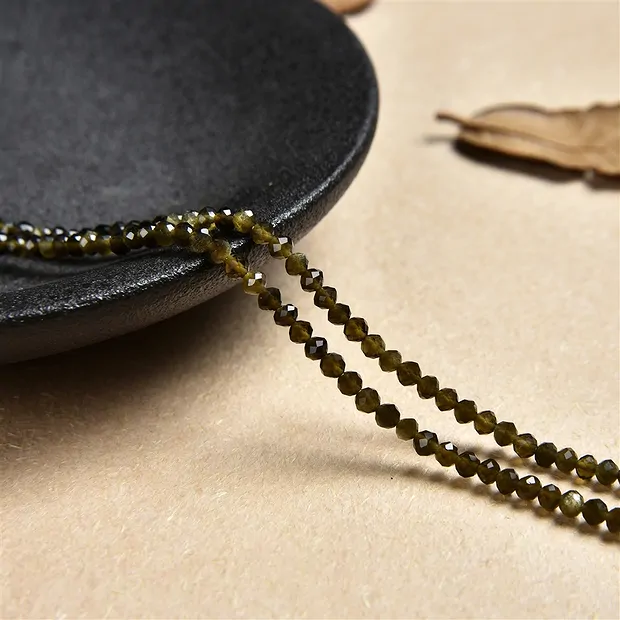 Rang de colliers boules, obsidienne (obsidienne dorée), à facettes, 02mm | Marco Schreier