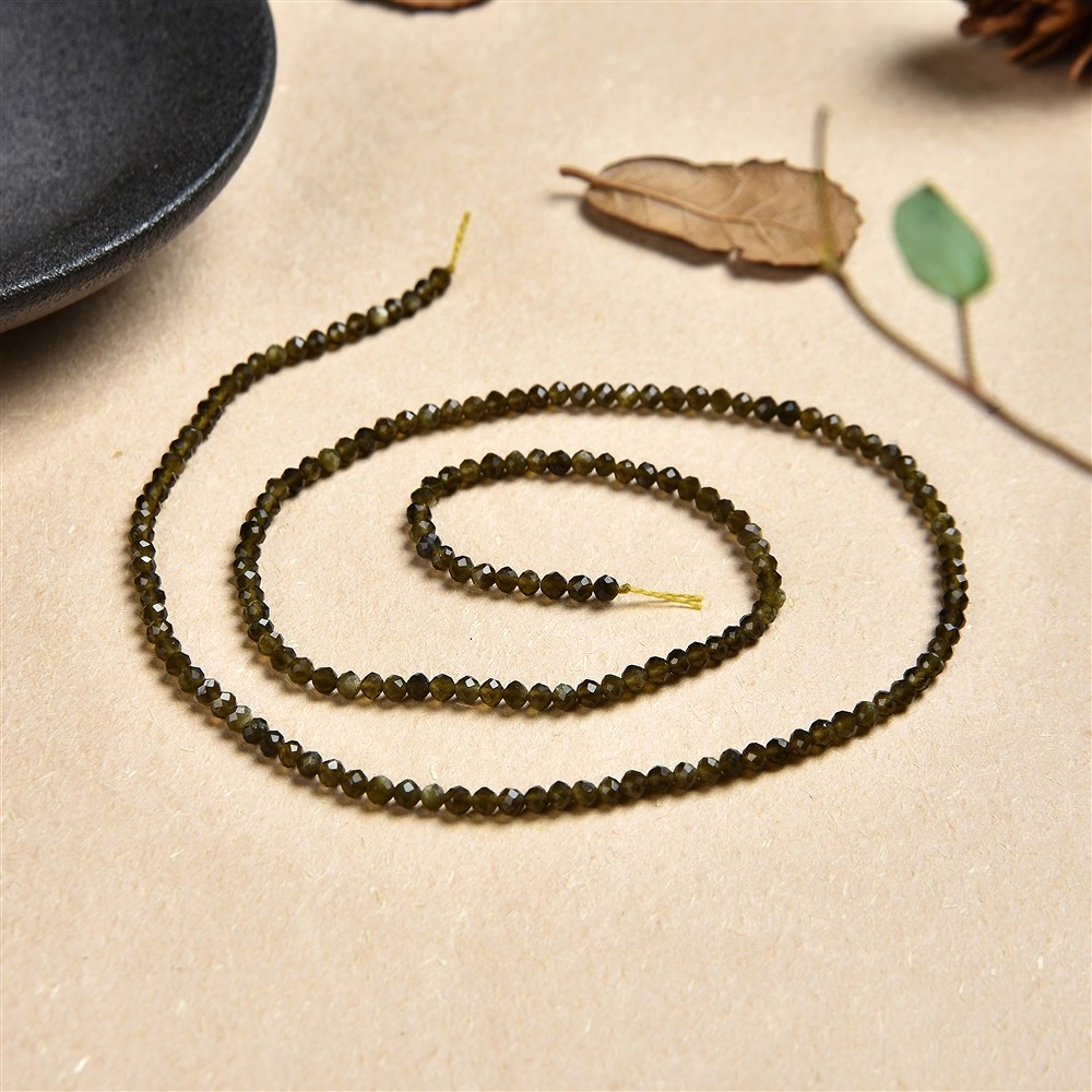 Strang Kugeln, Obsidian (Goldglanzobsidian), facettiert, 02mm | Marco Schreier