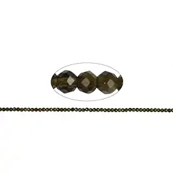 142860104020 String Beads, Obsidian (gold luster obsidian), faceted, 02mm | Marco Schreier
