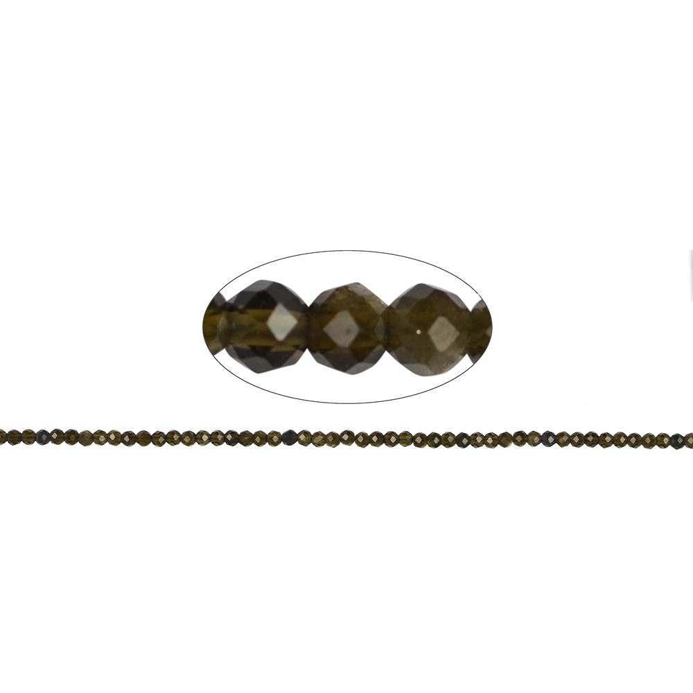 Strang Kugeln, Obsidian (Goldglanzobsidian), facettiert, 02mm | Marco Schreier