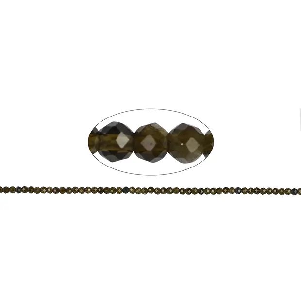 Strang Kugeln, Obsidian (Goldglanzobsidian), facettiert, 02mm | Marco Schreier