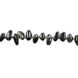 142860629720 Rang de colliers Nuggets "dent", Obsidienne (or brillant), 10-20mm (39cm) | Marco Schreier
