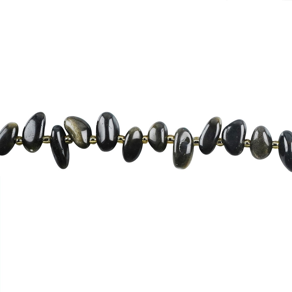 Collar de pepitas "diente", Obsidiana (obsidiana dorada), 10-20mm (39cm) | Marco Schreier