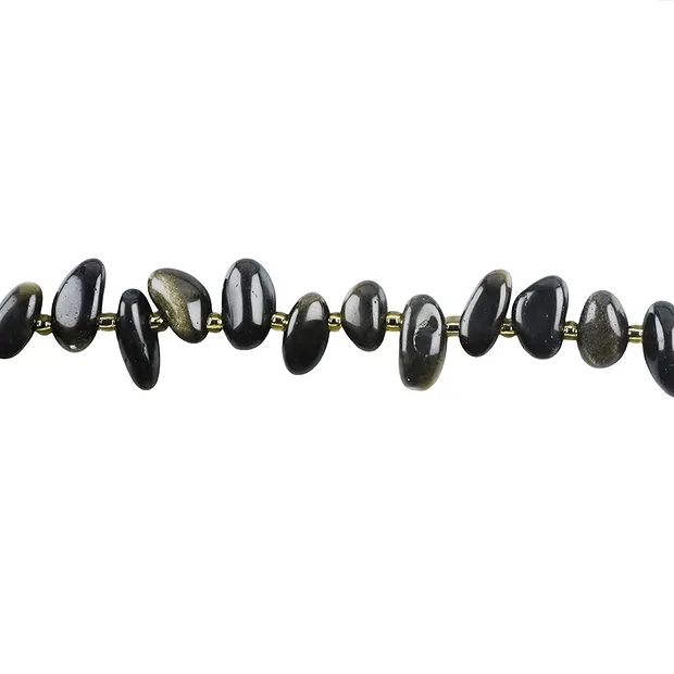 Strand of "Tooth" Nuggets, Obsidian (Golden Sheen), 10–20 mm (39 cm) | Marco Schreier