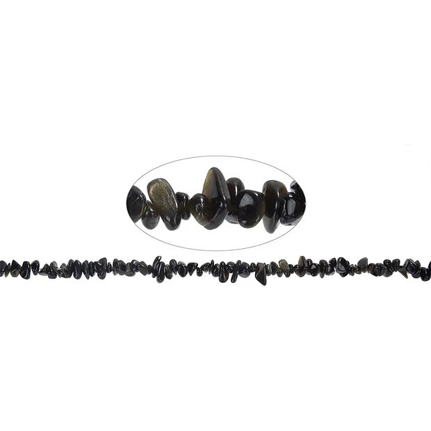 Rang de colliers, Obsidienne (or brillant), 05 -08mm (80cm) | Marco Schreier