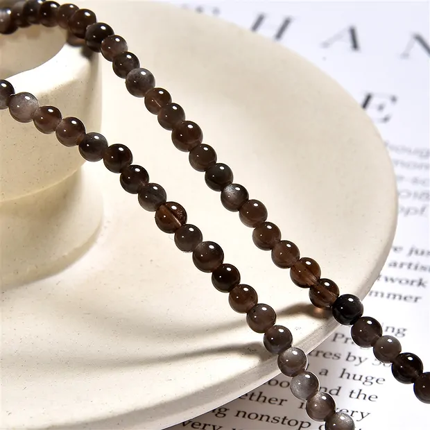 String Beads, Obsidian (silver luster obsidian), 04mm | Marco Schreier