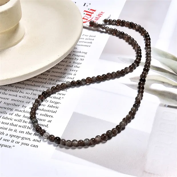 String Beads, Obsidian (silver luster obsidian), 04mm | Marco Schreier