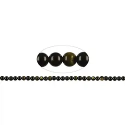 142870100520 String Beads, Obsidian (silver luster obsidian), 06mm | Marco Schreier