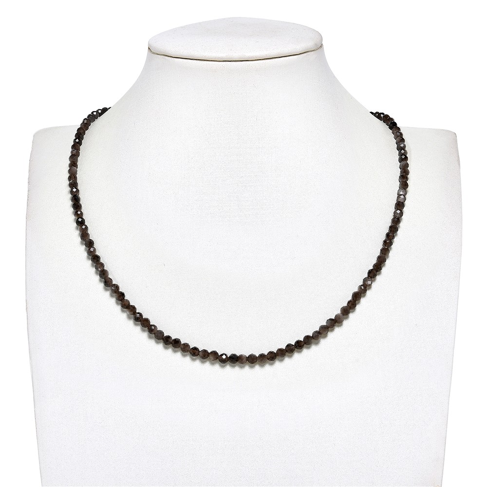 String Beads, Obsidian (silver luster obsidian), 04mm, faceted | Marco Schreier