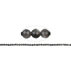 142870101620 String Beads, Obsidian (silver luster obsidian), 04mm, faceted | Marco Schreier